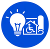 “Blue circular icon with a white lightbulb and blueprint symbol representing Amwell Construction’s project planning and design services.”